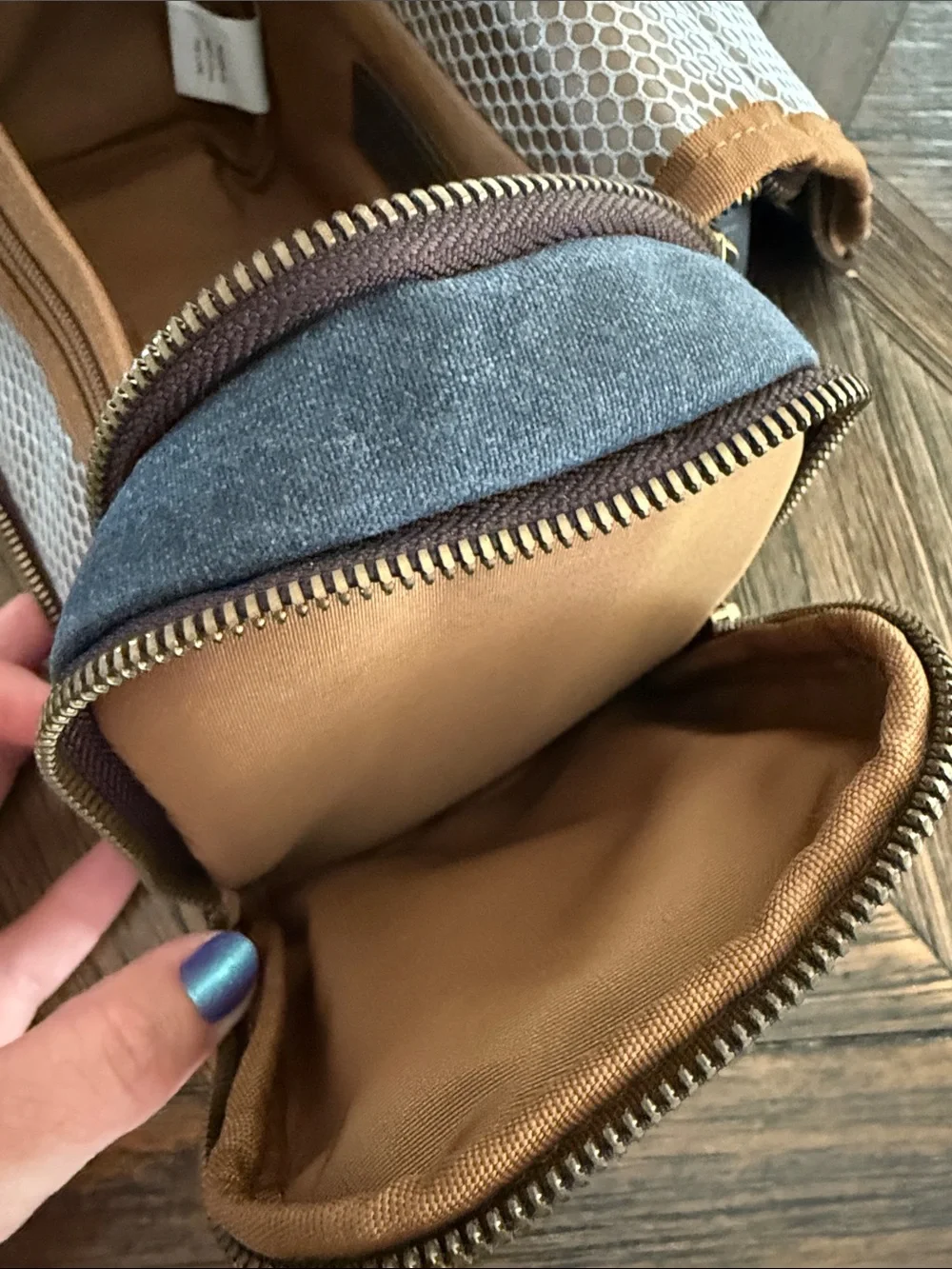 Mark & Graham Jack Waxed Canvas Hanging Toiletry Bag Navy NWT Leather Trim